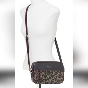 Tous Burgundy and Brown Patterned Crossbody Bag Good Condition